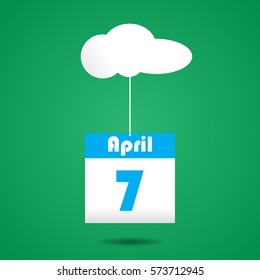 Calender icon with cloud. april 7