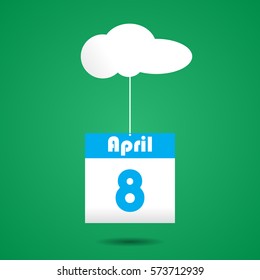 Calender icon with cloud. april 8