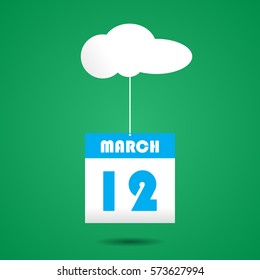 calender icon with cloud. march 12