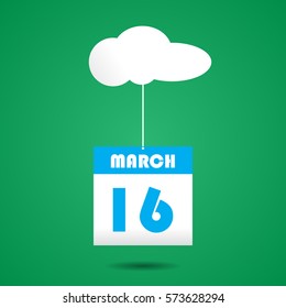 calender icon with cloud. march 16
