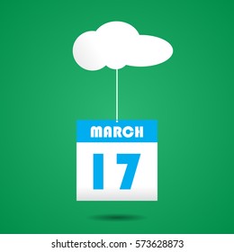 calender icon with cloud. march 17