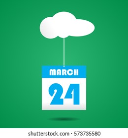calender icon with cloud. march 24