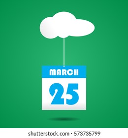calender icon with cloud. march 25