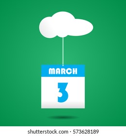 calender icon with cloud. march 3