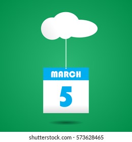 calender icon with cloud. march 5