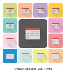 Calender Icon color set vector illustration.
