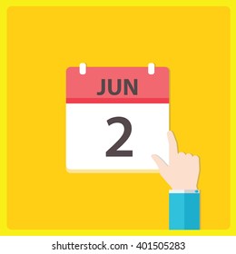 Calender icon with a hand - Jun 2