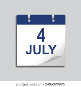 calender icon. July 4 - Daily Calendar Icon in flat design style