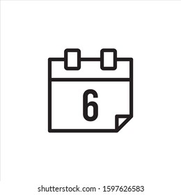 Calender Icon. Line icon. Flat design - vector. 6th.