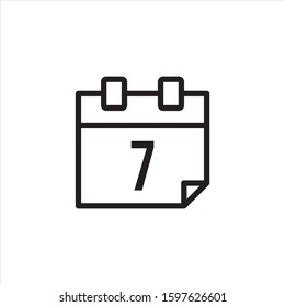 Calender Icon. Line icon. Flat design - vector. 7th.
