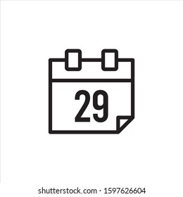 Calender Icon. Line icon. Flat design - vector. 29th.