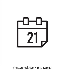Calender Icon. Line icon. Flat design - vector. 21st.