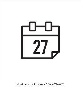 Calender Icon. Line icon. Flat design - vector. 27th.