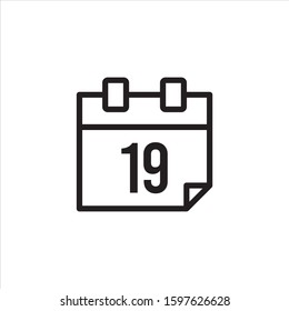 Calender Icon. Line icon. Flat design - vector. 19th.