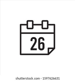 Calender Icon. Line icon. Flat design - vector. 26th.