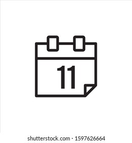 Calender Icon. Line icon. Flat design - vector. 11th.