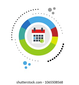 Calender icon with loading symbol.Vector illustration, flat icon