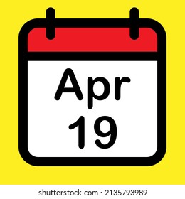 Calender icon nineteenth April, vector illustration