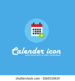 Calender icon with plus symbol.Vector illustration, flat icon