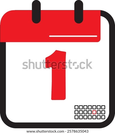 Calender icon with red date 1