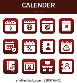 calender icon set. Vector  illustrations related with Calendar, Calendar and Calendar