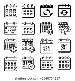 Calender Icon Set Vector. Calender symbol, Day, Date