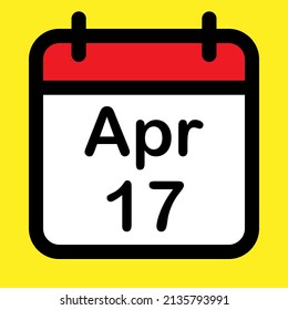 Calender icon seventeenth April, vector illustration
