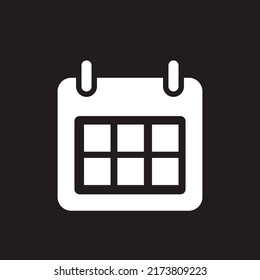 Calender Icon In Trendy Flat Style Isolated On Black Background. Clock Icon Page Symbol For Your Website Design Calender Icon Logo, App, UI. Vector Illustration Calender Icon, EPS10.
