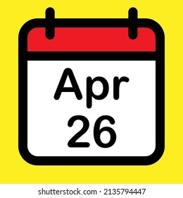 Calender icon twenty-sixth April, vector illustration