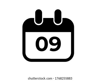 Calender Icon Vector Date 09 - Transparent Background