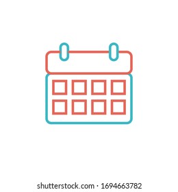 calender icon vector illustration two color line style design. isolated on white background