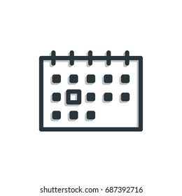 calender icon vector with shadow