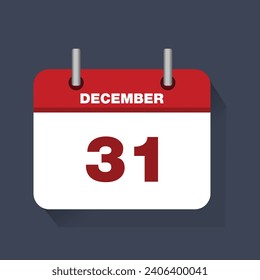 calender icon.December 31 - Daily Calendar Icon in flat design style