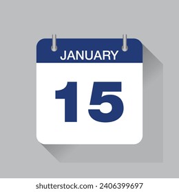 calender icon.January 15 - Daily Calendar Icon in flat design style