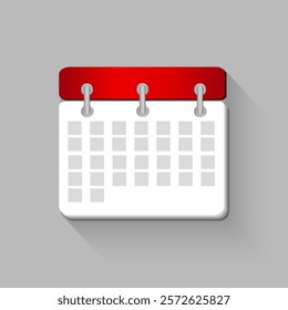 Calender illustration vector,calender icon for web with red and white sheet