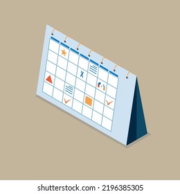 calender isometric flat vector  deign