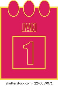 Calender january month.Date january 1