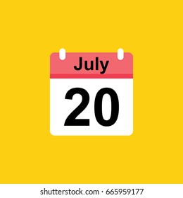 calender - July 20 icon illustration isolated vector sign symbol