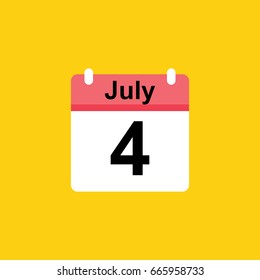 calender - July 4 icon illustration isolated vector sign symbol