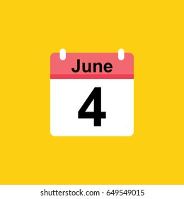 calender - June 4 icon illustration isolated vector sign symbol