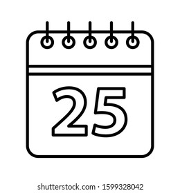 Calender Line Icon Vector Illustration Isolated on White Background. Use for Xmas, Decoration, Greeting Card Etc.