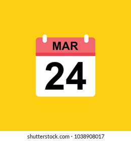 calender - March 24 icon illustration isolated vector sign symbol