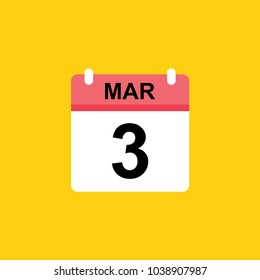 calender - March 3 icon illustration isolated vector sign symbol
