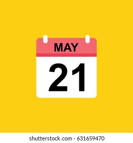 Calender - May 21 Icon Illustration Isolated Vector Sign Symbol