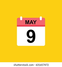 calender - May 9 icon illustration isolated vector sign symbol