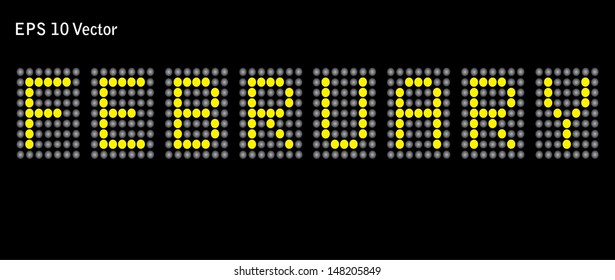Calender Month - Dot Matrix Effect - February