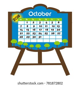 Calender of Month of October 2018