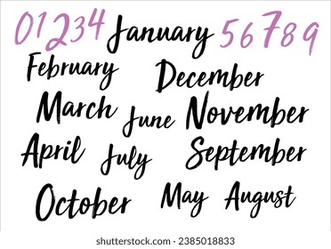 meses de calendario dibujar tipos de letra vectorial