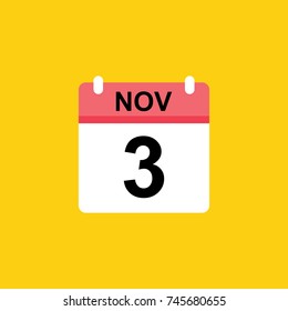 calender - November 3 icon illustration isolated vector sign symbol