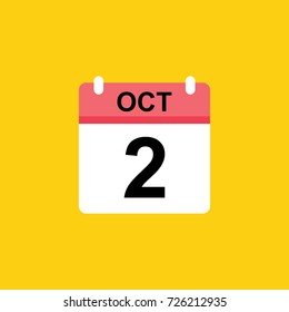 calender - October 2 icon illustration isolated vector sign symbol